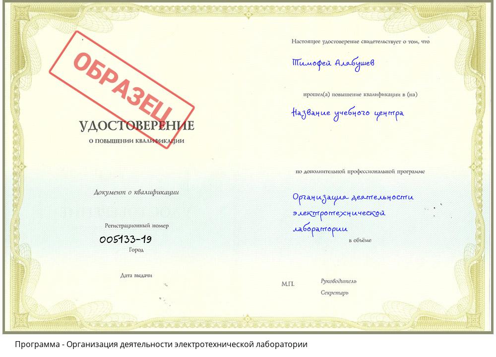 Организация деятельности электротехнической лаборатории Воткинск