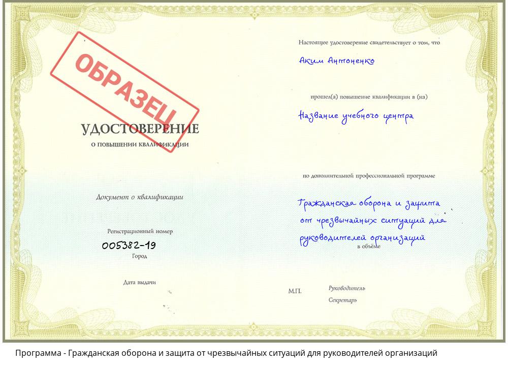 Гражданская оборона и защита от чрезвычайных ситуаций для руководителей организаций Воткинск