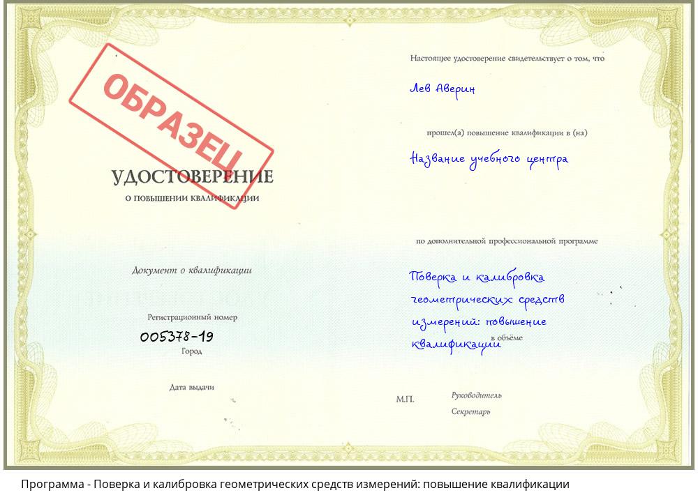 Поверка и калибровка геометрических средств измерений: повышение квалификации Воткинск