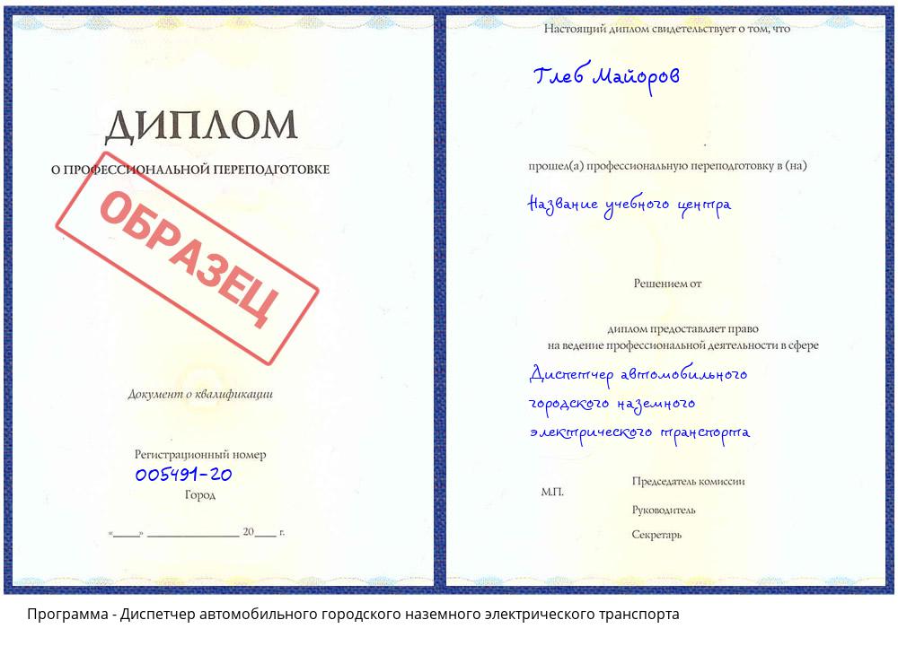 Диспетчер автомобильного городского наземного электрического транспорта Воткинск