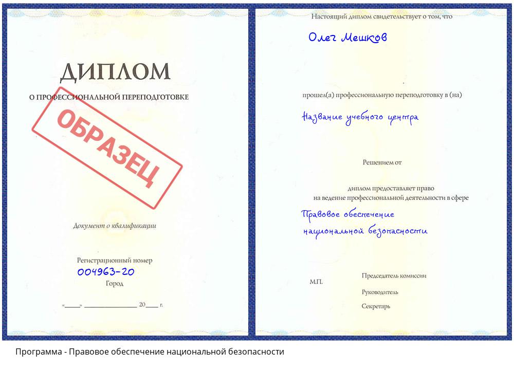 Правовое обеспечение национальной безопасности Воткинск