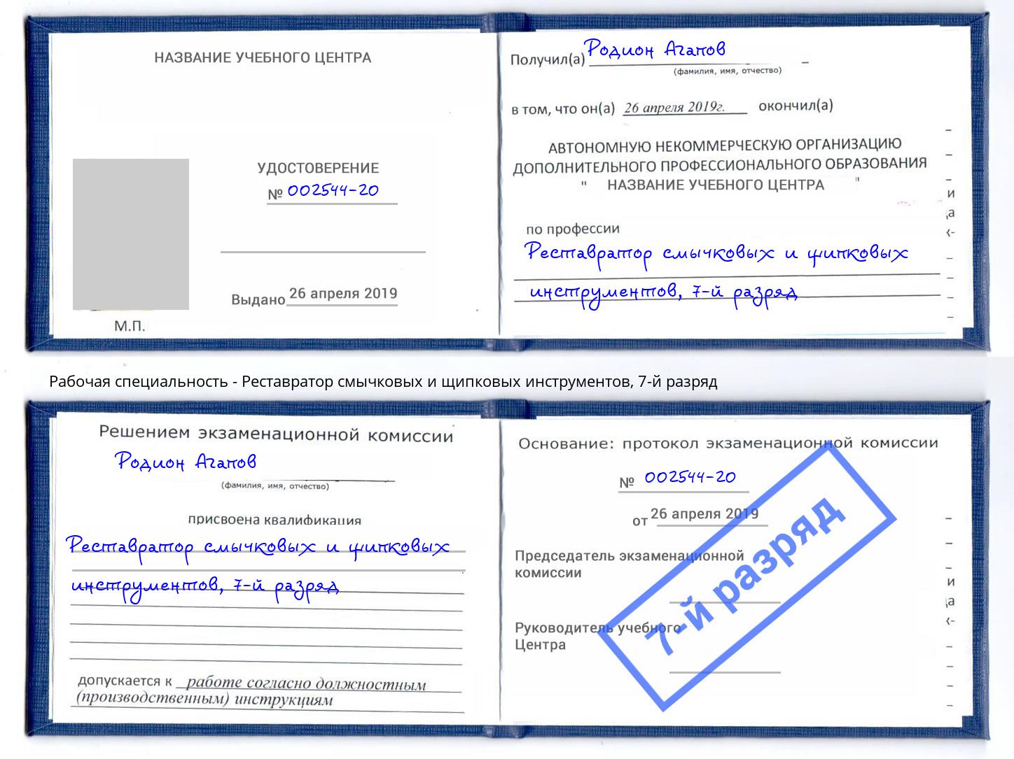 корочка 7-й разряд Реставратор смычковых и щипковых инструментов Воткинск