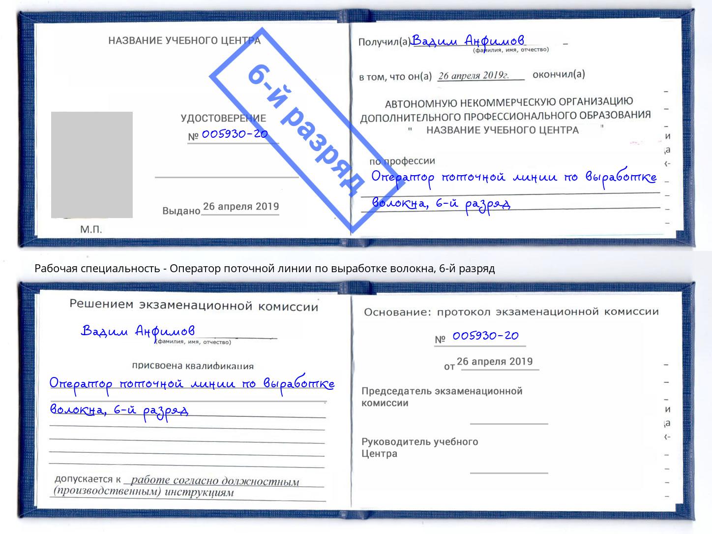 корочка 6-й разряд Оператор поточной линии по выработке волокна Воткинск