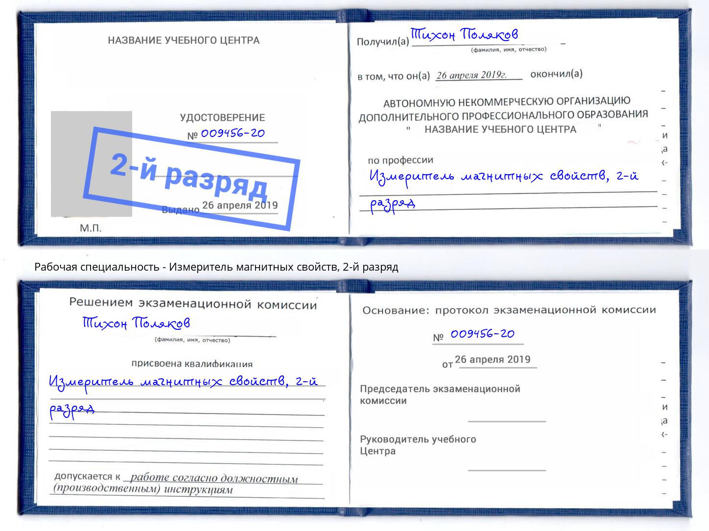 корочка 2-й разряд Измеритель магнитных свойств Воткинск