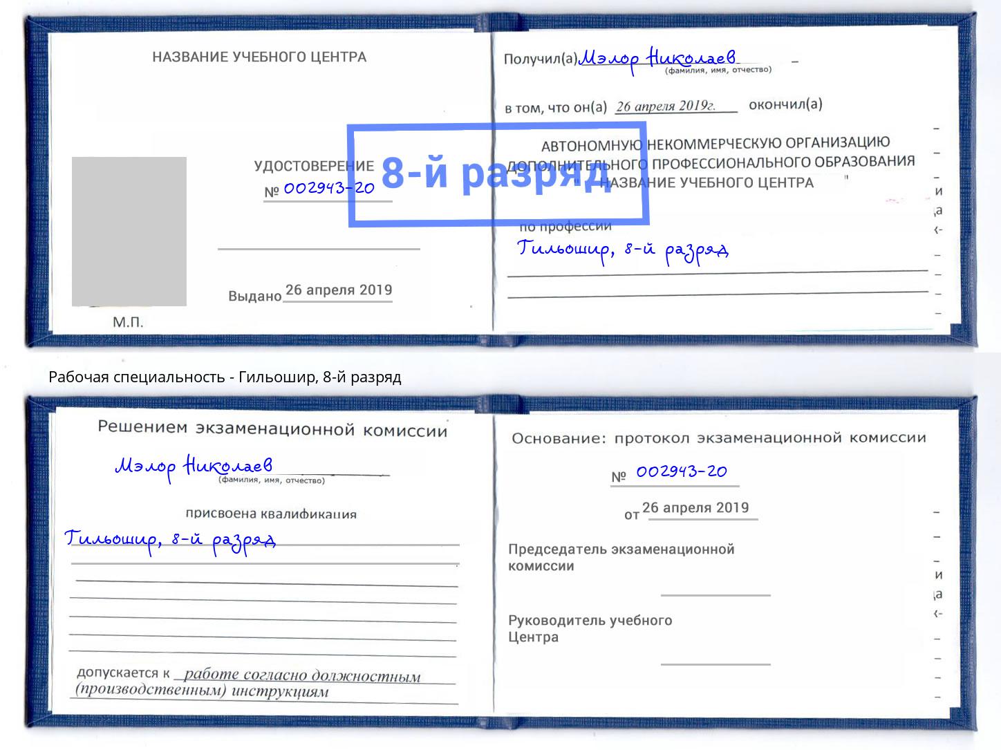 корочка 8-й разряд Гильошир Воткинск